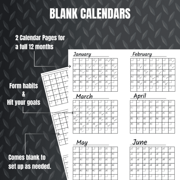 Black Label Workout Log Calendar