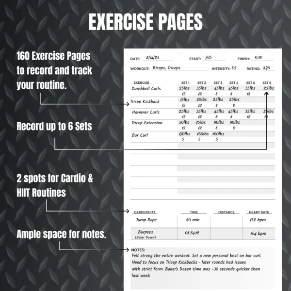 Black Label Workout Log Exercise Log